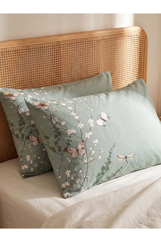 Timeless Clothing & Timeless Choices Floral and Butterfly Embroidered Pillowcases, Set of 2, 50X70 cm