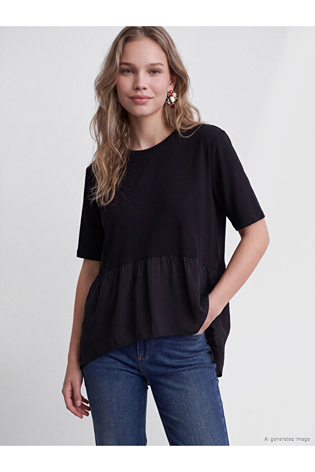 Lcw Vision Crew Neck Modal Blend Blouse