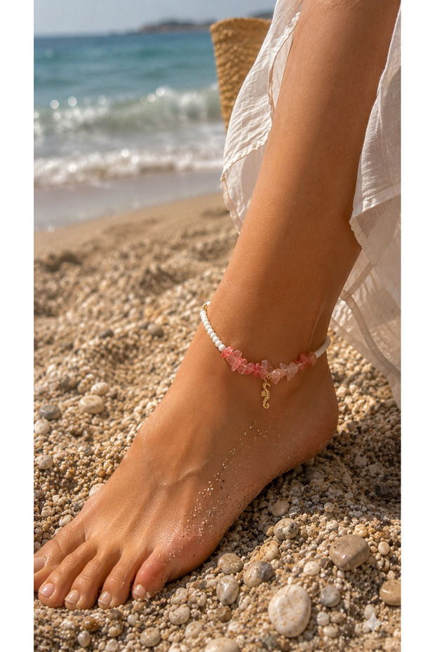 Sea Horse Charm Quartz Stone Anklet