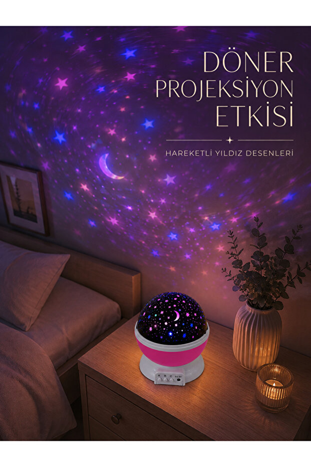 Rotating Projection Lamp with Colorful Star and Sky Effects
