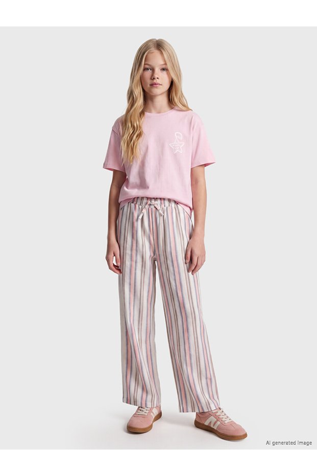 Ecru Girls' Striped Pants