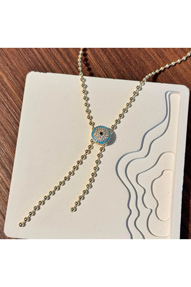 Round Evil Eye Bead Stone Necklace