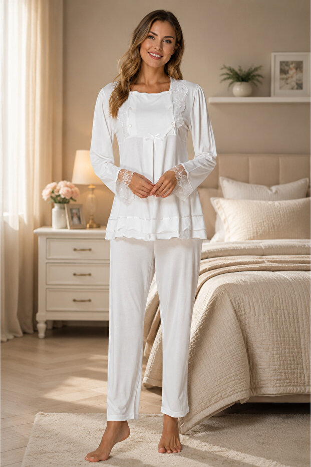 Breastfeeding Feature Women's Maternity Long Sleeve Pajama Set Effortt
