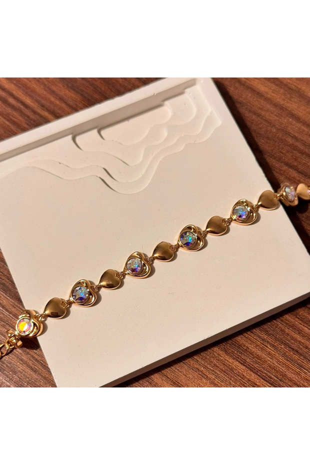 Heart Rose Gold Stone Bracelet