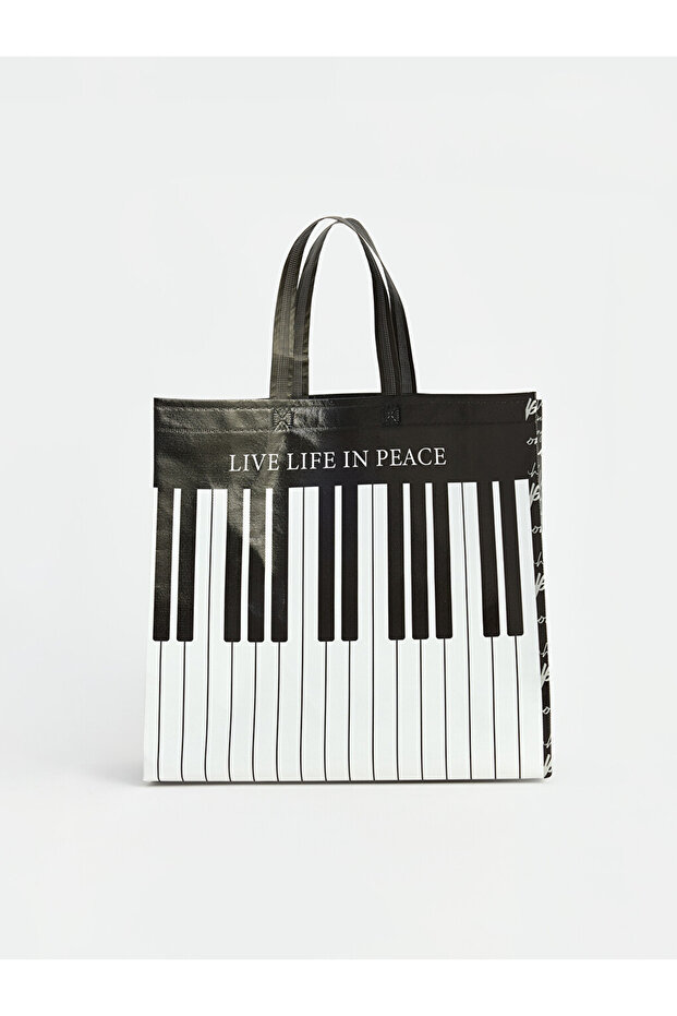 Vizyon New Season Mixed Piano Figured Shopping Bag