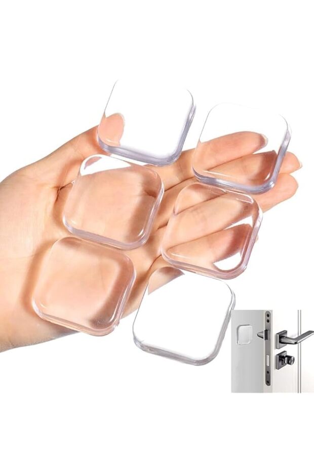 X spring Door Stoppers Wall Protector, 6 PCS Soft Transparent Gel Bumper Guard, Shock Absorbent Shi
