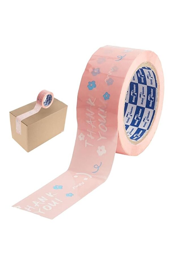 Decorative Packing Tape, 45mm x 100 Yards Floral Pattern Adhesive Roll with Printed Text, Waterproo