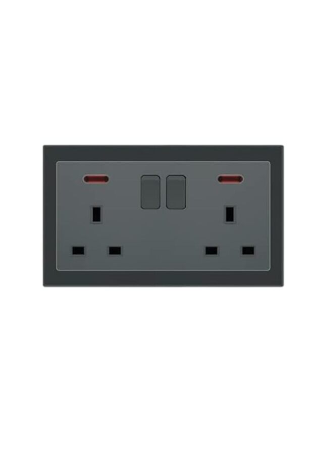 VMAX Dark Sky Black 13a Double Switch Socket with Neon