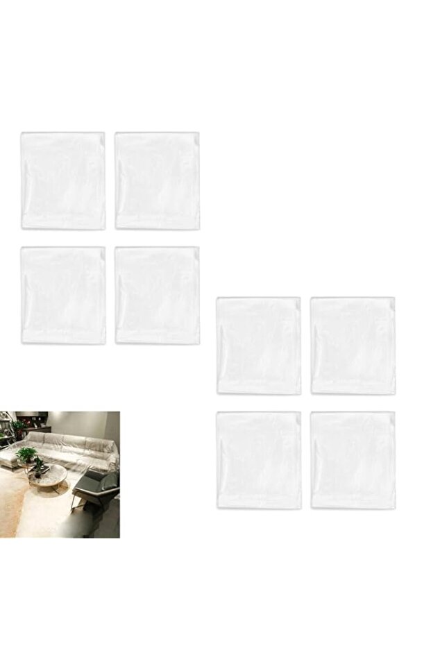8 Pack 3 x 4 m Extra Large Plastic Drop Cloths for Painting, Plastic Tarp Sheeting for Painting Fur