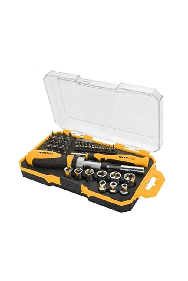 Tolsen 42-Piece Bits and Socket Set with Ratchet - Professional Chrome Vanadium Precision Tool Kit