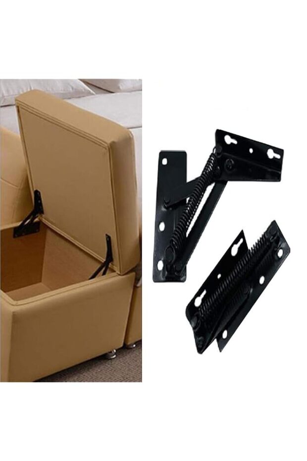 YUM 2 Pieces 80 Degree Foldable Lifting Bracket, Black Spring Hinges are widely Used in Sofa Hinge