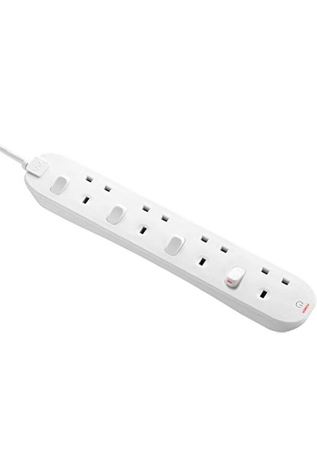 Masterplug Four Socket Extension with Individual Switches, 2 Metres, White