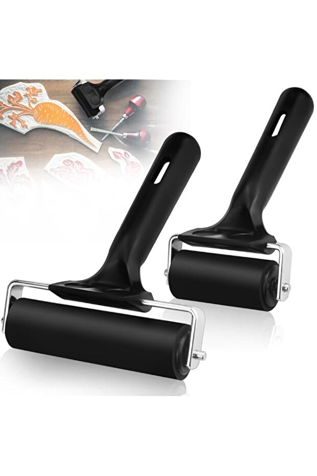 NALACAL Rubber Brayer Roller Set, 2 PCS Ink Printing and Glue Roller, Soft Rubber Rollers for Print