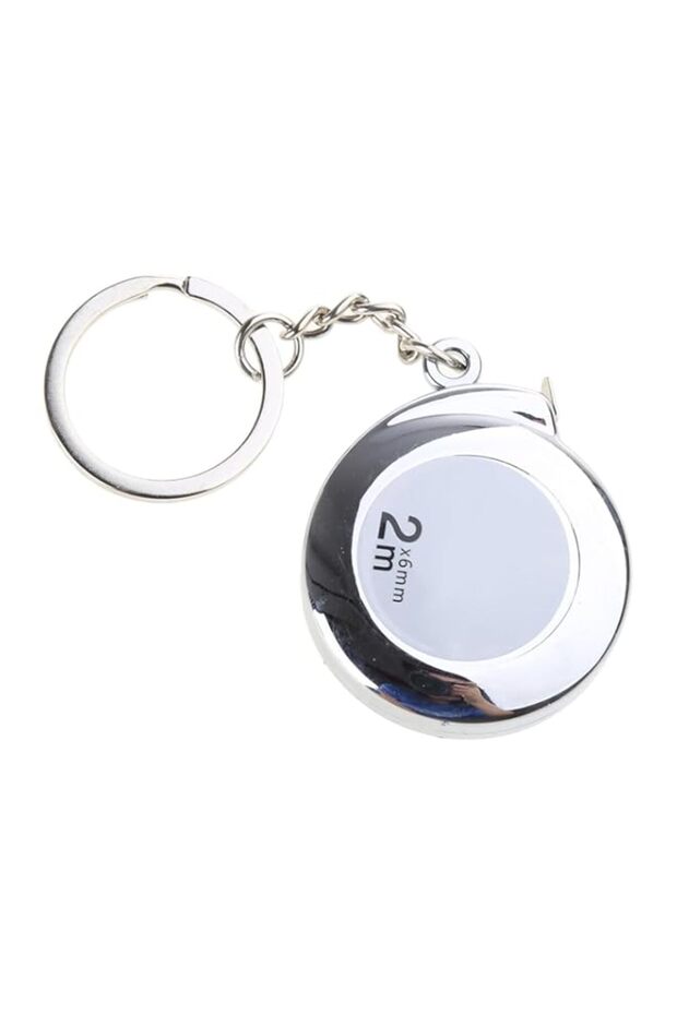 Silver Tape Measure Keychains Functional Mini Retractable Measuring Tape Keychains 2M Stainless Ste