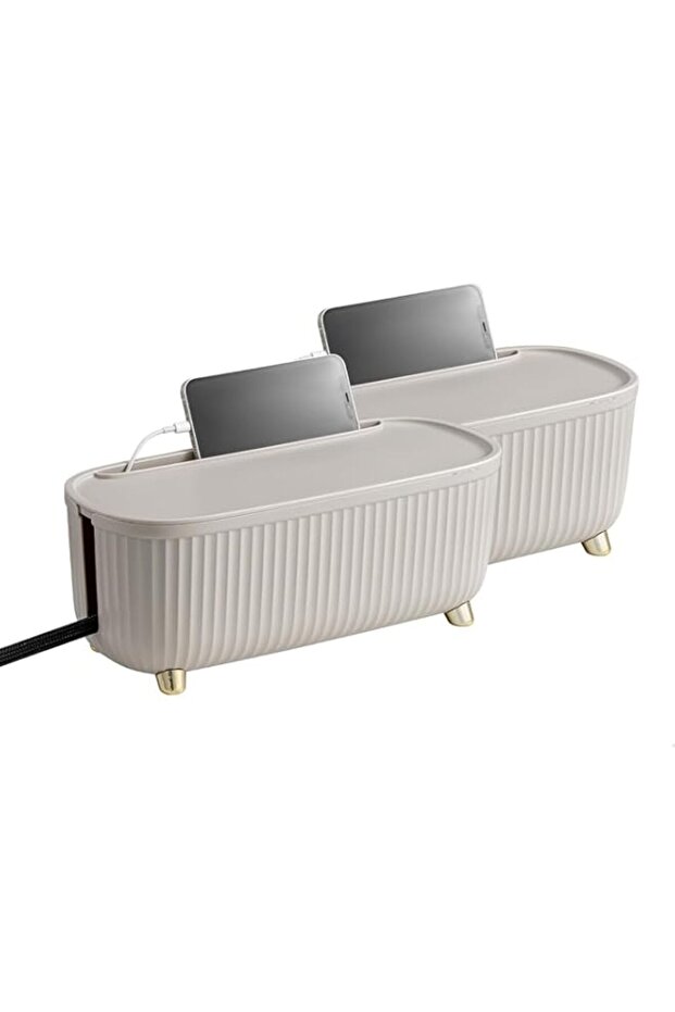 Tazweeq 2 Pcs Table Socket Box Cable Storage Case for Home Office Cord Management with Lid, Power S