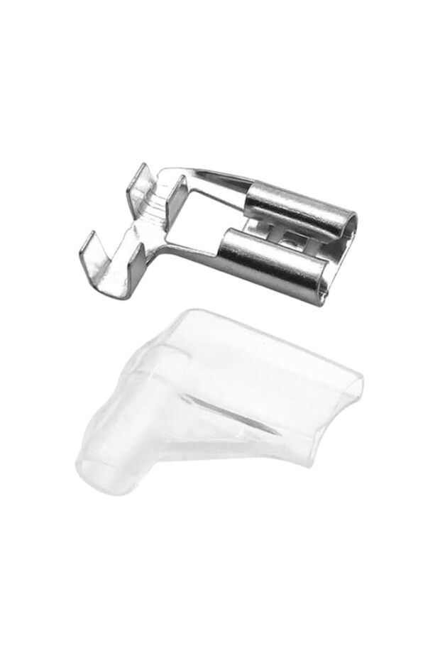50PCS 6.3mm Right Angle Spade Connectors, 90° Angled Crimp Terminals with Insulating Sleeves, for A