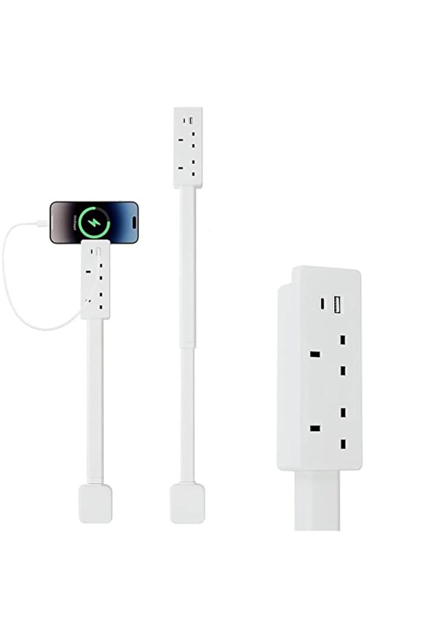 1500W Extendable Outlet Extender with 2 AC Outlets and USB-C USB-A Ports, 71.5cm Rotating Power Str
