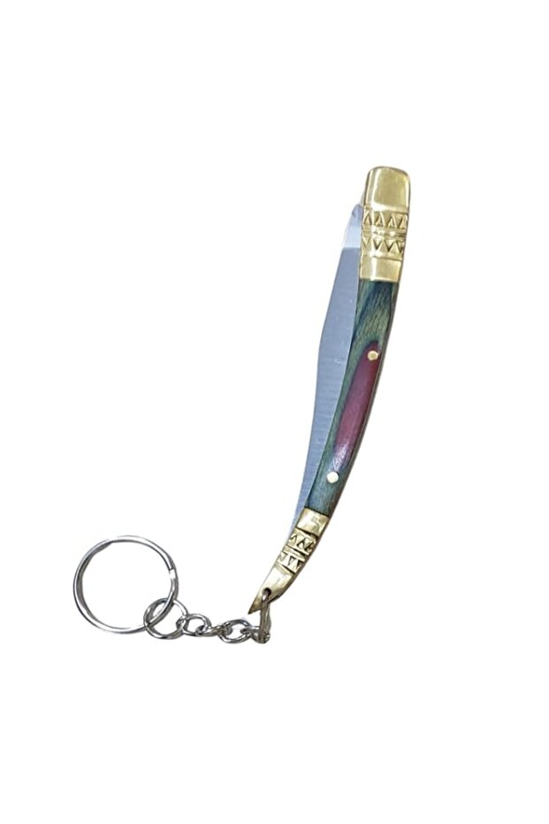 Metal and wood keychain cool pocket knife shape