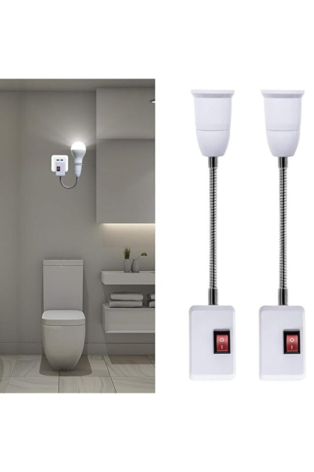 2PCS E27 Plug-in Wall Lamp with Flexible Gooseneck, 360° Adjustable Wall Light Socket with UK 3 Pin