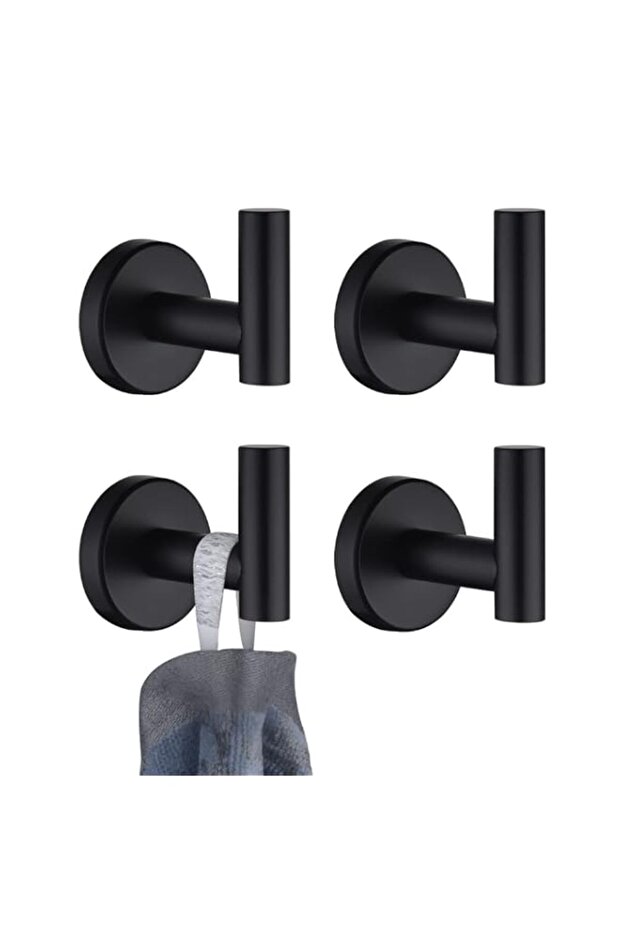 X spring Wall Towel Hooks, 4 PCS Matte Black 304 Stainless Steel Heavy Duty, Rustproof Coat Robe Ho