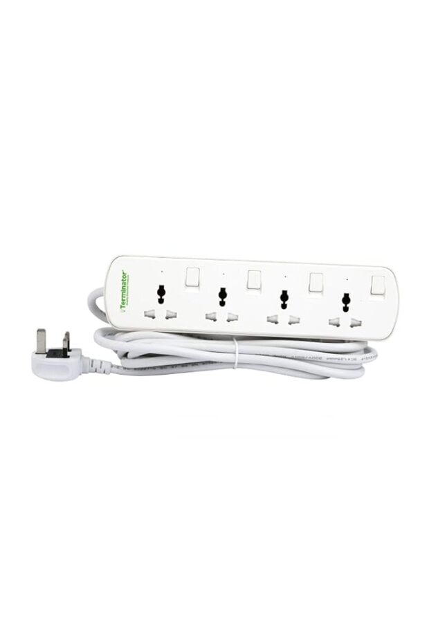 Terminator 4-way universal power extension socket with individual switches, LED indicators, 1.25mm²