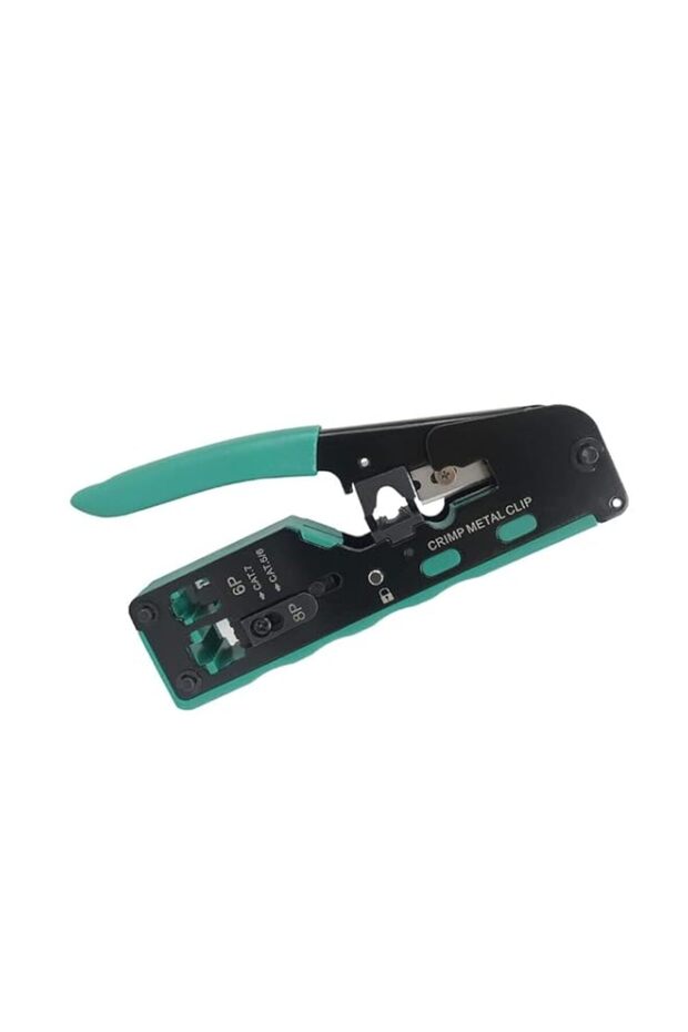 Green RJ45 Crimping Tool, All-in-One Crimper Stripper Cutter for CAT5/CAT5e/CAT6/CAT7 Ethernet Cabl