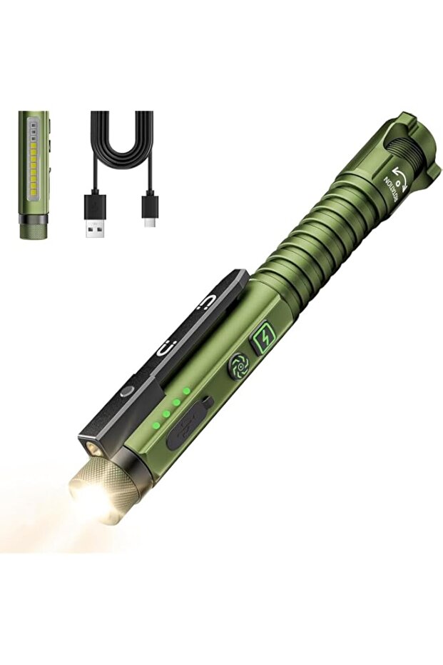 Flashlight Rechargeable,700 Lumen Small Flashlight with Magnetic Clip & Base, 11 Modes LED,Glass Br