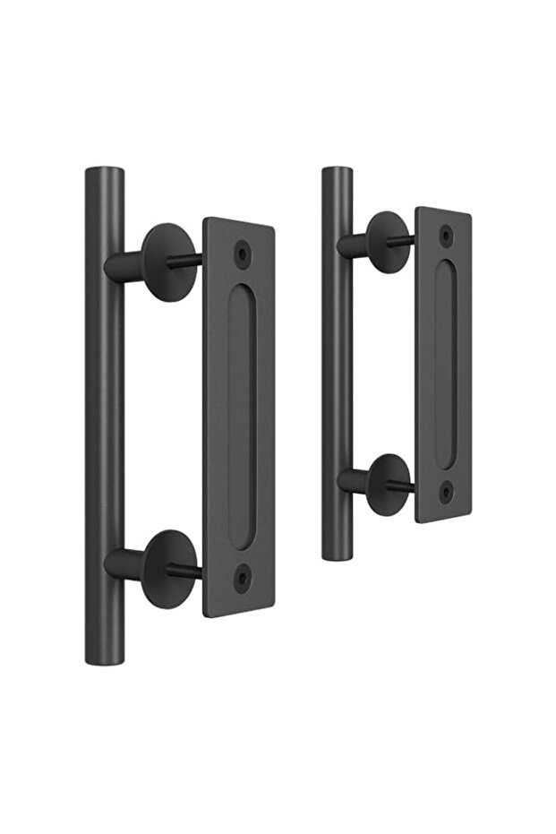 SMARTSTANDARD 2PCS 12" Pull and Flush Barn Door Handle Set, Large Rustic Two-Side Design, for Gates