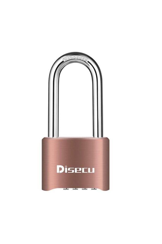 1 Pack disecu Heavy Duty 4 Digit Combination Lock, 2.5 Inch Long Shackle Outdoor Waterproof Padlock