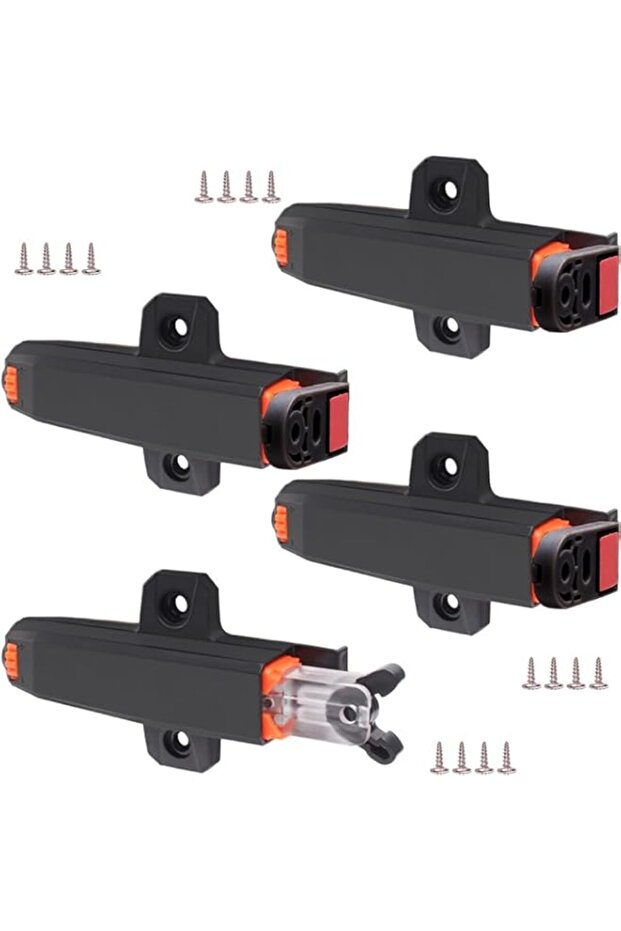 4Pack Self-Closing Push to Open Cabinet Hardware, Heavy Duty Black Push Latches for Hidden Door/Dra