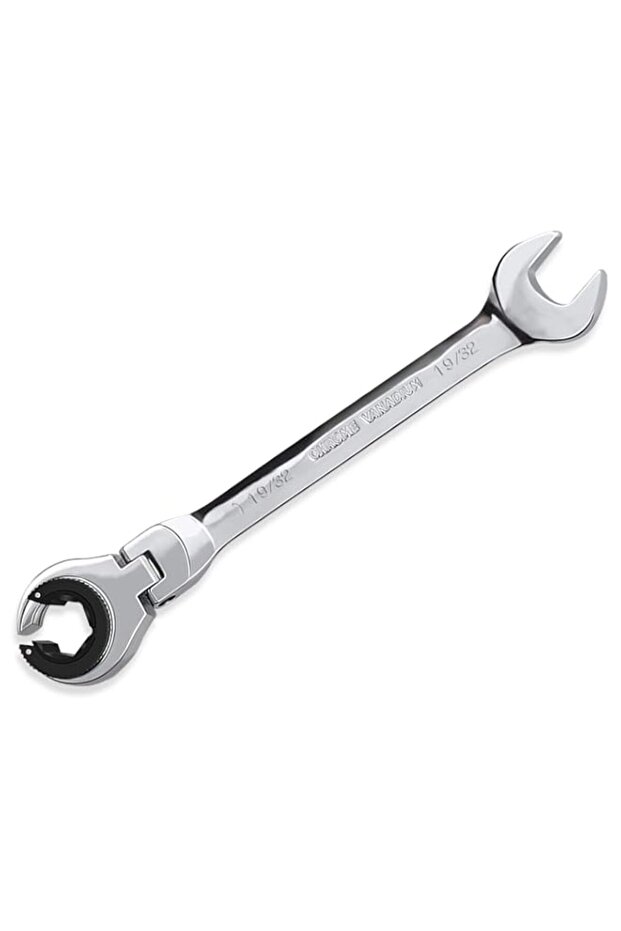 LOSCHEN】1PCS 19/32 Open Flex-Head Ratcheting Wrench, SAE Ratcheting Spanner with 72 Teeth, Chrome V