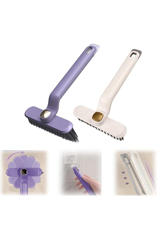 Crevice Cleaning Brush, 2 PCS Multi-Function 360-Degree Rotating Crevice Cleaning Brush, Grout Clea