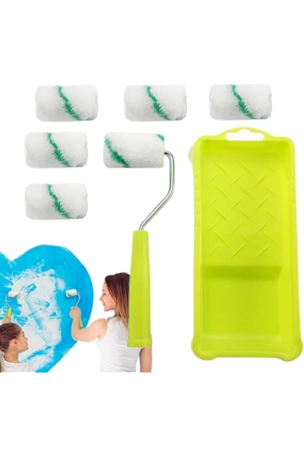 2-Inch Mini Paint Roller Set, High-Density Fabric Rollers with Frame, Tray, and Sponge Refills for