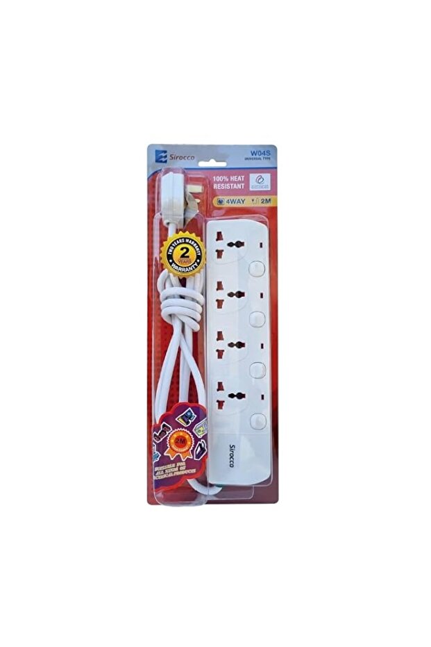 EXTENSION SOCKET 4 WAY 2M W04S