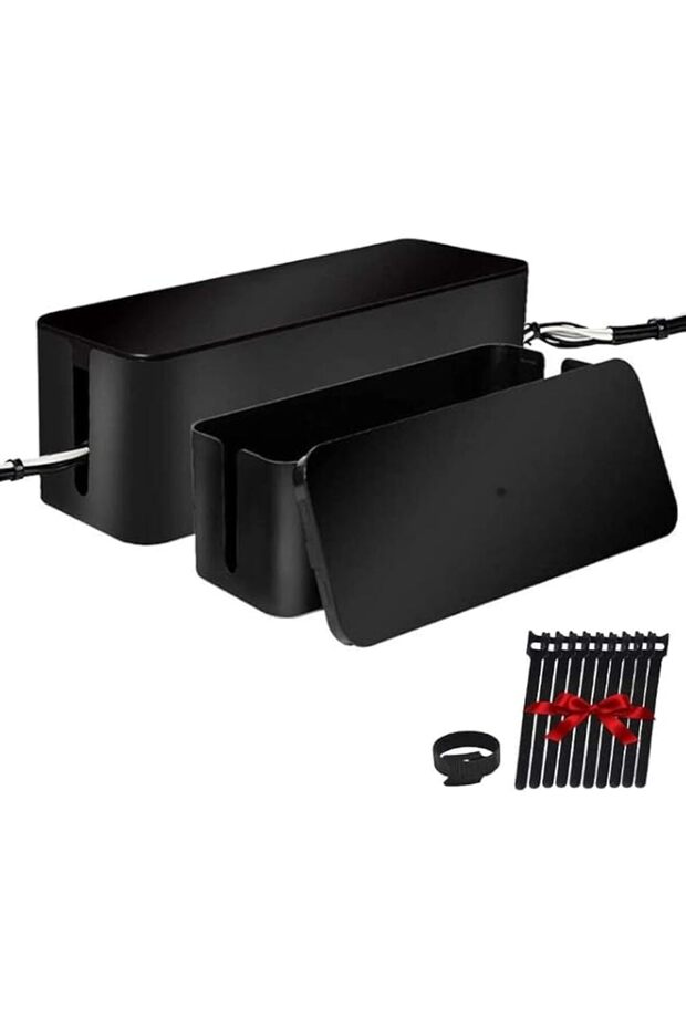 PowerKing Electrical Cable Management Box, Black, 12.5 x 5.3 x 5 inches & 9.25 x 4.5 x 4.7 inches,