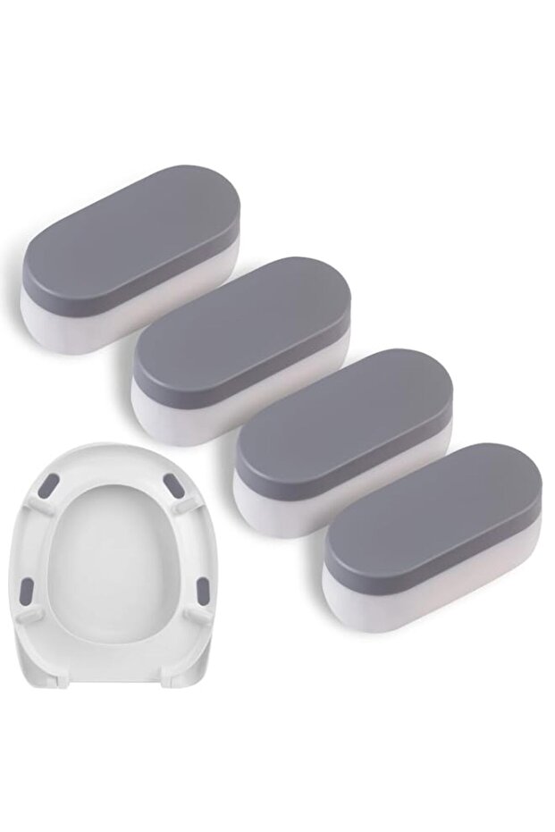 UNIVERSAL TOILET SEAT BUMPERS, 4 Pack Durable Adhesive Spacers Compatible with Most Toilet Models B