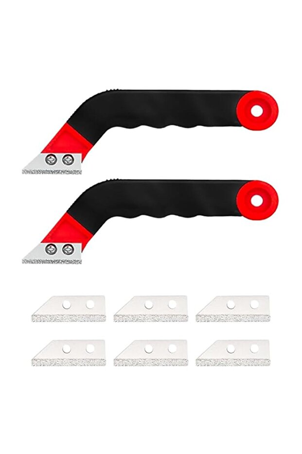 2-Pack Grout Removal Tool Kit - Includes Angled Scraper & 6 Replacement Blades for Tile Joints, Cor