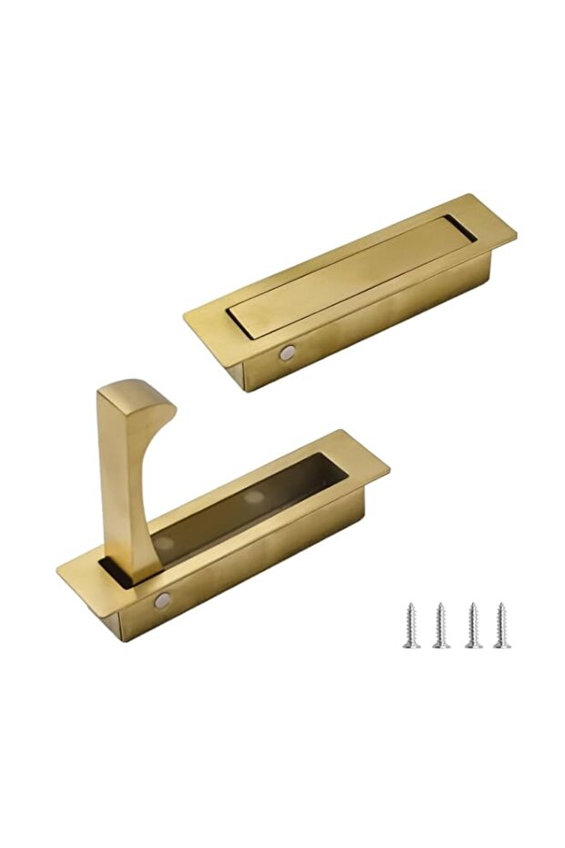 Flush Mount Door Pull, 2PCS 304 Stainless Steel Pocket Door Handle Brushed Flush Mount Hardware Edg