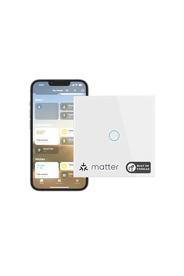 Smartsetup Matter Over Thread Smart Switch, One Gang, App & Voice Control, Thread, Works With Homek