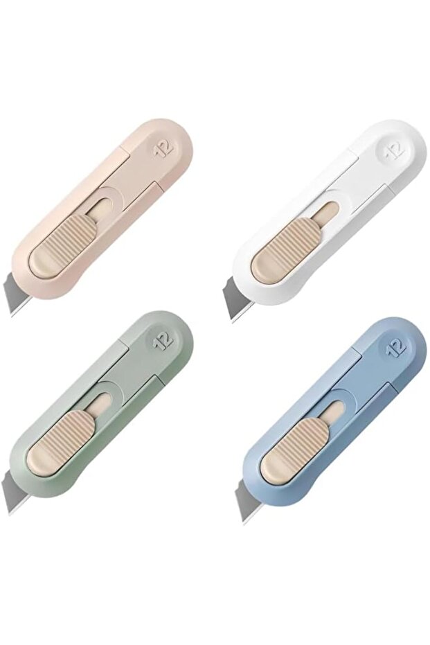 4pcs Utility Knife,Portable Retractable Blade Duty Box Cutter Letter Opener, Razor Sharp Cartons Ca