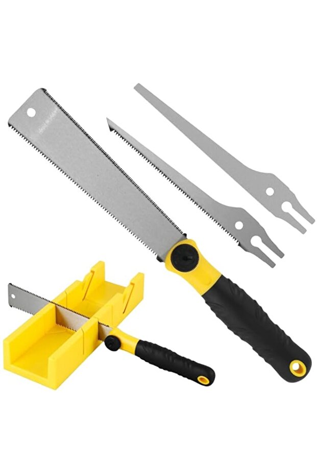 Serplex® Woodworking Hand Saw Set-3 In 1 Multi-purpose Pull Saw Set with Multi Angle Miter Box & 3