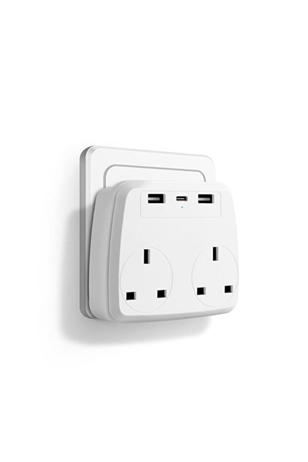 Baytion Multi Plug Extension Power Adapter with 2 USB,Double Extender Wall Charger Socket 2 Way Dua