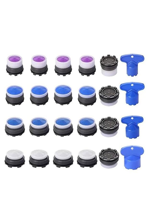 Faucet Aerator Set with 4 Sizes and Wrenches, Water Saving Tap Aerator Inserts for Kitchen and Bath