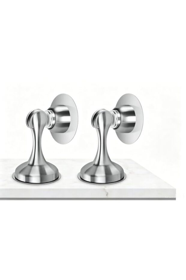 Magnetic Door Stoppers,2 Pack Stainless Steel Door Stops with Buffer Head, No Drill Or Screws Mount