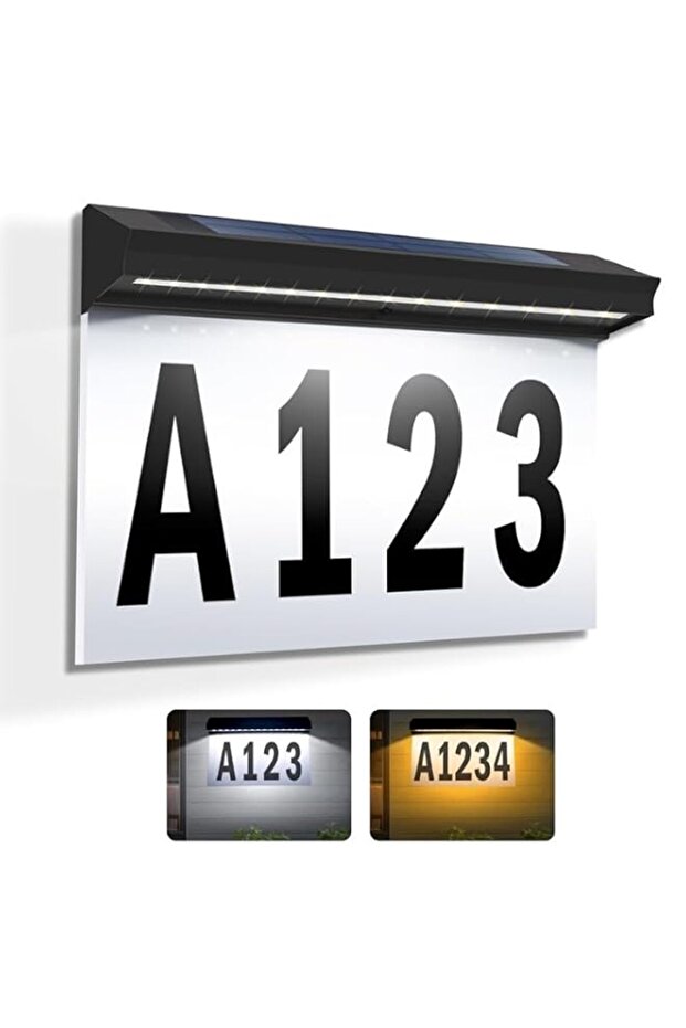 Solar House Numbers Light, 2-Color Lighting Modes LED Illuminated with DIY 26 Letters, Wall Mounted