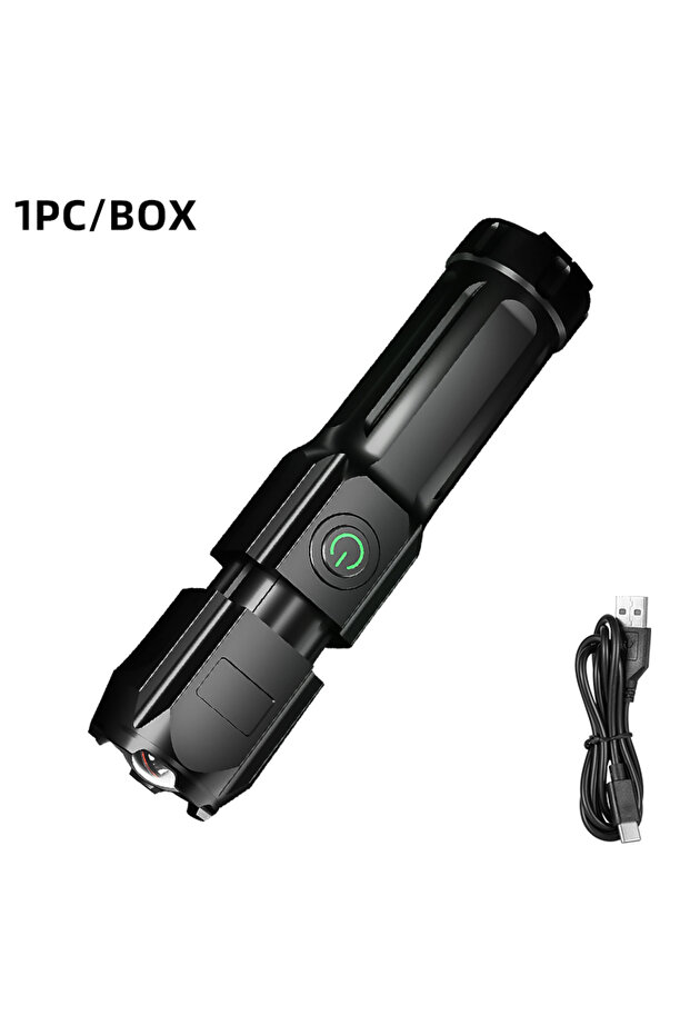flashlight LED Telescopic Zoom Strong Light Flashlight USB Charging Compact Portable Focused Long-ra