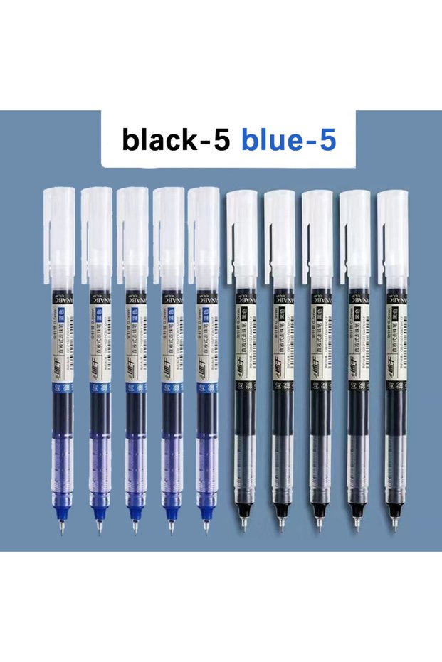 black-5 blue-5 10Pcs High Quality Needle Type Gel Pens Straight Liquid Ballpoint Pen Kawaii Statio n