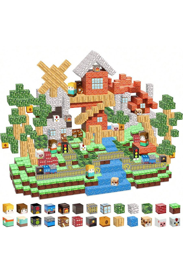 50pcs 126-350 Magnetic Building Block Bricks Toy Mine Stacking World Creative DIY Build Model Set ST