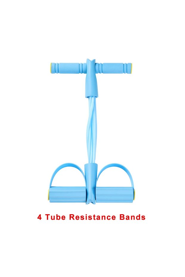 B 4 Tube 4-Level Resistance Band Tensioner with Non-Slip Handles - Home Fitness Equipment for Abdomi