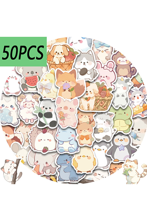 50PCS 50pcs cute little animals series stickers, suitable for decorating phone cases, suitcases, not